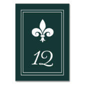 Emerald Green Fleur de Lis Table Number Kaart (Voorkant)