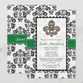 Emerald Green Fleur de Lis Vrijgezellenfeest Kaart (Voorkant / Achterkant)