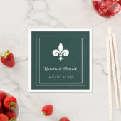 Emerald Green Fleur de Lis Wedding Paper Napkins Servet (Insitu)