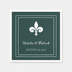 Emerald Green Fleur de Lis Wedding Paper Napkins Servet