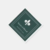 Emerald Green Fleur de Lis Wedding Paper Napkins Servet (Hoek)