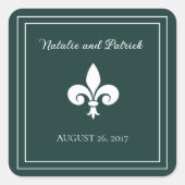 Emerald Green Fleur de Lis Wedding Stickers (Voorkant)