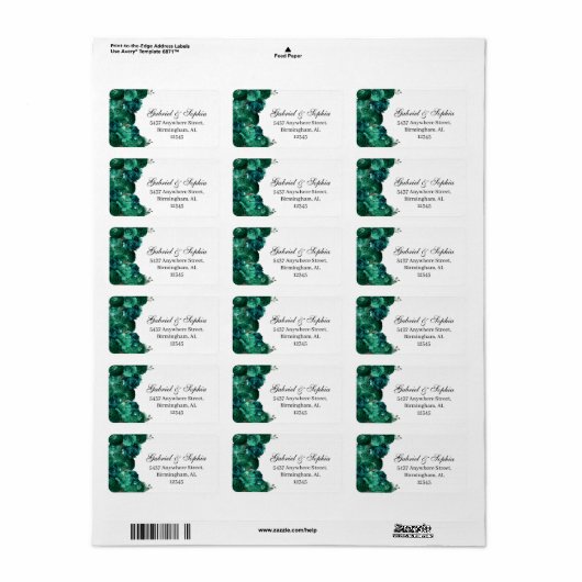Emerald Green Floral Address Label (Full Sheet)