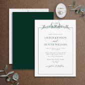 Emerald Green Floral Border Monogram Weddenschap Kaart