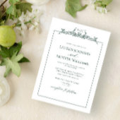 Emerald Green Floral Border Monogram Weddenschap Kaart