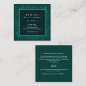 Emerald green floral border square visitekaartje (Voorkant / Achterkant)