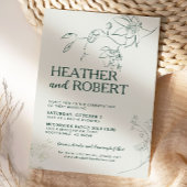 Emerald Green Floral Botanical Boho Wedding Kaart