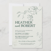 Emerald Green Floral Botanical Boho Wedding Kaart (Achterkant)