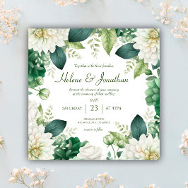Emerald Green Floral Botanical Wedding Kaart