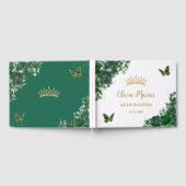 Emerald Green Floral Butterflies Gold Quinceanera Gastenboek (Volledig)