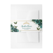 Emerald Green Floral Butterflies Gold Quinceanera Uitnodigingen Wikkel (Voorkant Voorbeeld)