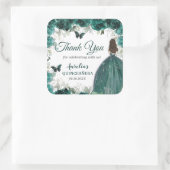 Emerald Green Floral Butterflies Princess Favor Vierkante Sticker (Tas)