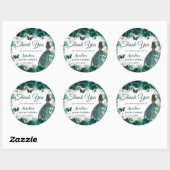 Emerald Green Floral Butterflies Princess Silver Ronde Sticker (Vel)
