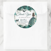 Emerald Green Floral Butterflies Princess Silver Ronde Sticker (Tas)