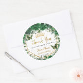 Emerald Green Floral Butterflies Quinceañera Favor Ronde Sticker (Envelop)