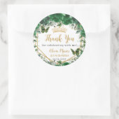 Emerald Green Floral Butterflies Quinceañera Favor Ronde Sticker (Tas)