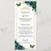 Emerald Green Floral Butterflies Quinceanera Menu (Voorkant)