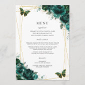 Emerald Green Floral Butterflies Quinceanera Programmakaart (Voorkant)