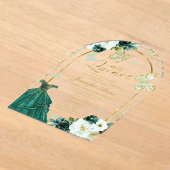 Emerald Green Floral Butterfly Quinceañera Acryl Uitnodigingen (Laagn)