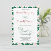 Emerald Green Floral Commitment Ceremony Kaart (Staand voorkant)