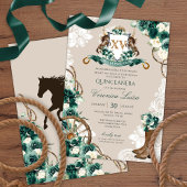 Emerald Green Floral Crest Charro Quinceanera v3 Kaart