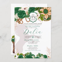 Emerald Green Floral Crest Roos Charro Quinceañera