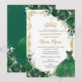  Emerald Green Floral Dress Quinceañera Kaart (Voorkant / Achterkant)
