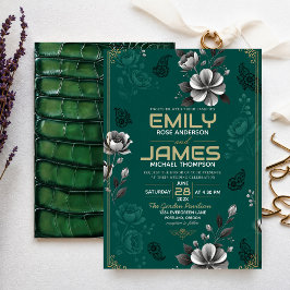 Emerald Green Floral Elegant Sage Gold Botanical Kaart