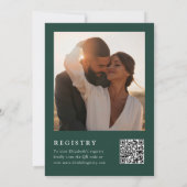 Emerald Green Floral Foto QR Code Vrijgezellenfees Kaart (Achterkant)