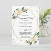 Emerald Green Floral Gold Lijst Engagement Party Kaart (Staand voorkant)