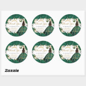 Emerald Green Floral Gold Princess Quinceanera 16 Ronde Sticker (Vel)