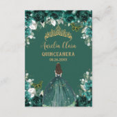 Emerald Green Floral Gold Quinceañera Prayer Kaart (Achterkant)