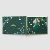 Emerald Green Floral Gold Quinceañera Quince Foto Gastenboek (Volledig)