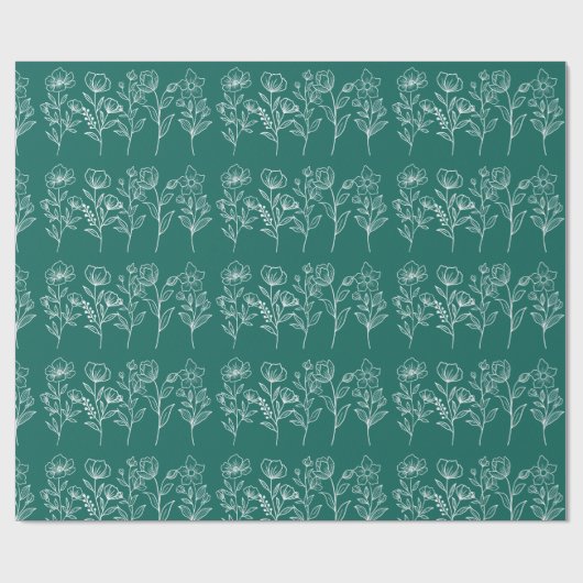 Emerald Green Floral Modern Rustic Elegant Cadeaupapier (Vlak)