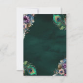 Emerald Green Floral Peacock Wedding RSVP Kaartje (Achterkant)