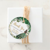 Emerald Green Floral Princess Gold Quinceañera Bedankjes Labels (In situ)