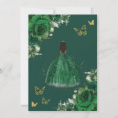 Emerald Green Floral Princess Gold Quinceañera Save The Date (Achterkant)