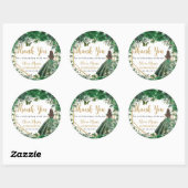 Emerald Green Floral Princess Quinceañera Favor Ronde Sticker (Vel)