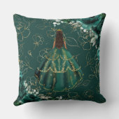 Emerald Green Floral Princess Quinceañera Keepomwi Kussen (Achterkant)