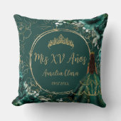 Emerald Green Floral Princess Quinceañera Keepomwi Kussen (Voorkant)
