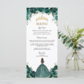 Emerald Green Floral Princess Quinceañera Menu (Staand voorkant)