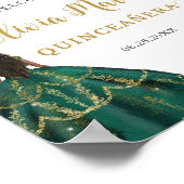 Emerald Green Floral Princess Quinceañera Welkom Poster (Hoek)