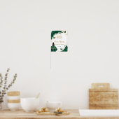 Emerald Green Floral Princess Quinceañera Welkom Poster (Keuken)