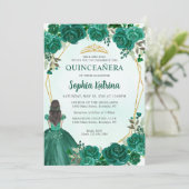 Emerald Green Floral prinses Tiara Quinceañera in Kaart (Staand voorkant)