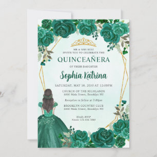 Emerald Green Floral prinses Tiara Quinceañera in Kaart
