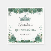 Emerald Green Floral Quinceanera Birthday Servet (Voorkant)