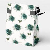 Emerald Green Floral Quinceañera Crown Butterflies Bedankdoosjes (Achterkant)