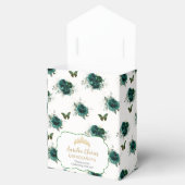 Emerald Green Floral Quinceañera Crown Butterflies Bedankdoosjes (Geopend)