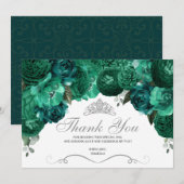Emerald Green Floral Quinceanera Dank u Bedankkaart (Voorkant / Achterkant)