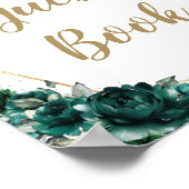 Emerald Green Floral Quinceañera Guest Book Sign. Poster (Hoek)
